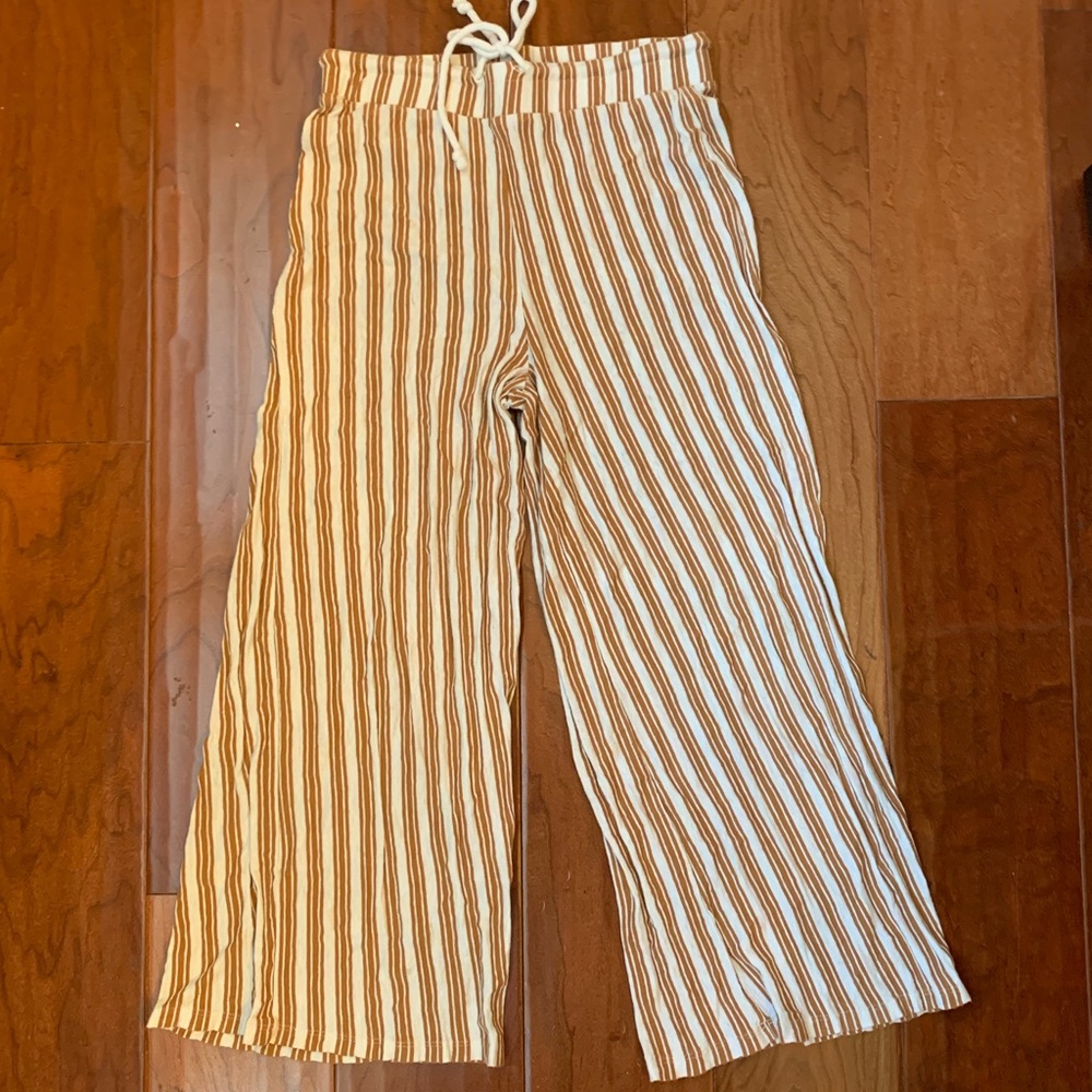 Striped tan and white pants